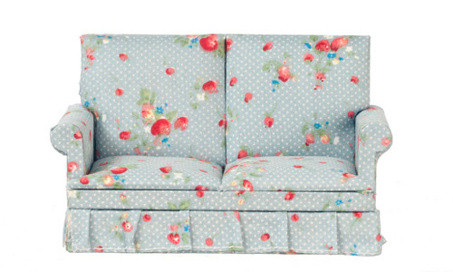 (image for) Miniature Loveseat Blue Pokadot & Floral Pattern