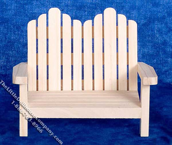 (image for) Miniature Pine Adirondack Double Chair for Dollhouses