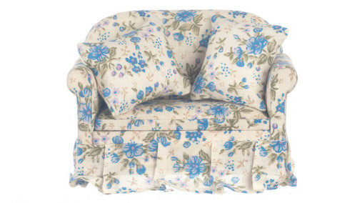 (image for) Miniature Loveseat with Cream & Blue Floral Pattern