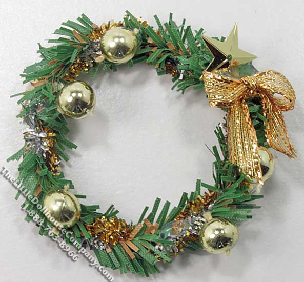 (image for) Miniature Wreath with Gold Bow & Star for Dollhouses