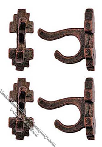 (image for) Miniature Oil Rubbed Bronze Coat Hooks for Dollhouses (4/pk)