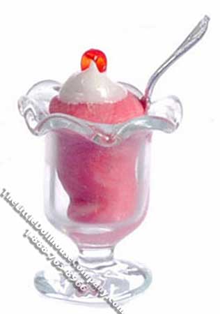 (image for) Miniature Strawberry Ice Cream Sundae for Dollhouses