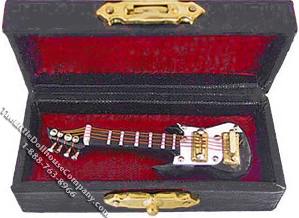 (image for) Miniature Black Electric Guitar and Case