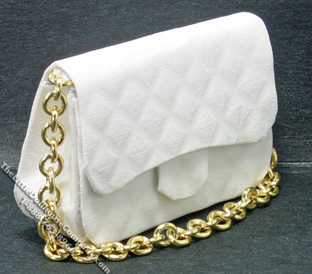(image for) Miniature White Purse for Dollhouses