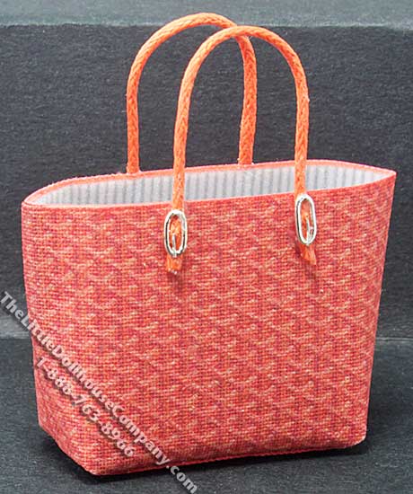 (image for) Miniature Orange Shopping Bag w/Metal Feet for Dollhouses