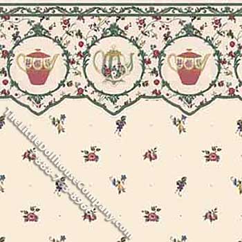 (image for) English Tea Floral Pattern Miniature Wallpaper for Dollhouses