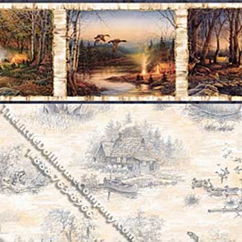 (image for) Hunting Scene Toile Pattern Miniature Dollhouse Wallpaper