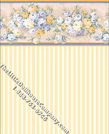 (image for) Spring Baskets/Stripe Pattern Miniature Wallpaper for Dollhouses