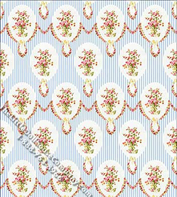 (image for) Sara Blue Pattern Miniature Wallpaper for Dollhouses