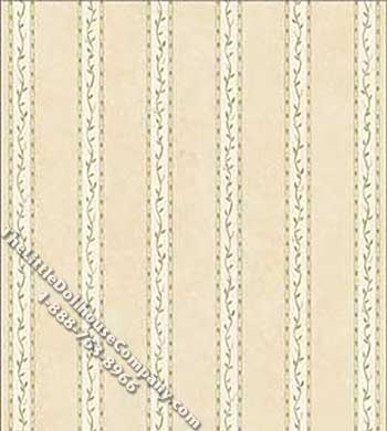 (image for) Green Vine Stripe Pattern Miniature Wallpaper for Dollhouses