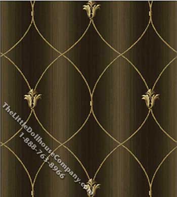 (image for) Black Satin Grillwork Pattern Miniature Wallpaper for Dollhouses