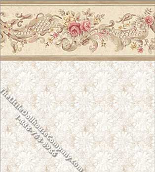 (image for) Beige Williamsburg Pattern Miniature Wallpaper for Dollhouses