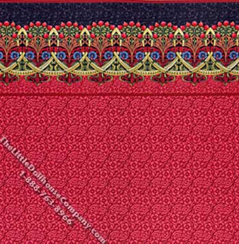 (image for) Green Swag w/Red Flower Background Pattern Dollhouse Wallpaper
