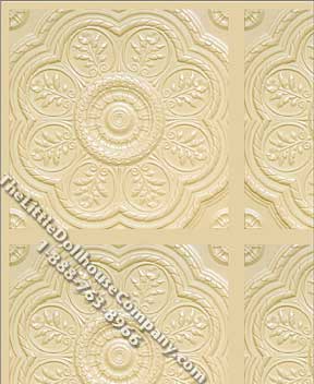 (image for) Cream Medallion Panel Pattern Miniature Wallpaper for Dollhouses