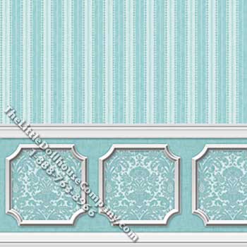 (image for) Opal Annabelle Wainscot Pattern Miniature Dollhouse Wallpaper