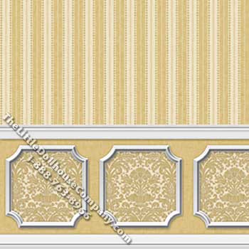 (image for) Brown Annabelle Wainscot Pattern Miniature Dollhouse Wallpaper