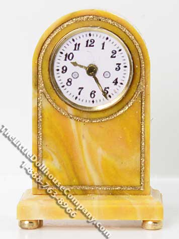 (image for) Miniature Yellow Mantle Clock for Dollhouses