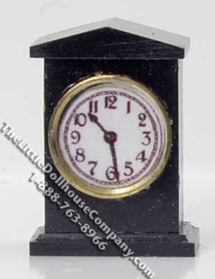 (image for) Miniature 1/2 Scale Black Mantle Clock for Dollhouses