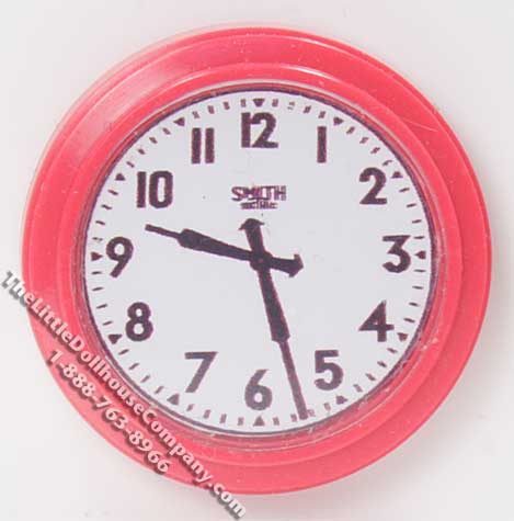 (image for) Miniature Pink Round Wall Clock for Dollhouses
