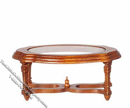 (image for) Miniature Oval Coffee Table with See-Through Top for Dollhouses