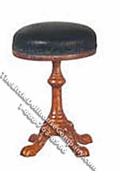 (image for) Miniature Walnut with Black Piano Stool for Dollhouses