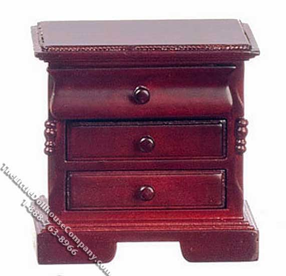 (image for) Miniature Mahogany 3 Drawer Night Stand for Dollhouses