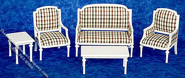 (image for) Miniature 5pc White Living Room Set for Dollhouses