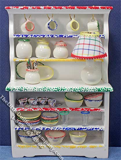 (image for) Miniature White Hutch w/Accessories By Barb for Dollhouses