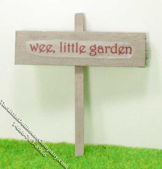 (image for) Miniature "wee little garden" Wooden Sign for Dollhouses