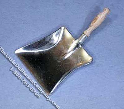 (image for) Miniature Metal Dust Pan w/Wooden Handle for Dollhouses