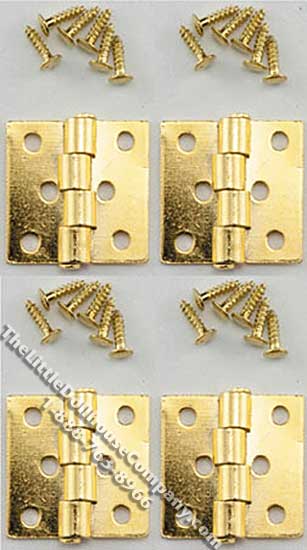 (image for) Miniature Brass Butt Hinges with Nails for Dollhouses (4/pk)