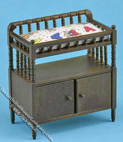 (image for) Miniature Walnut Changing Table for Dollhouses