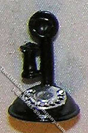 (image for) Miniature Black Replica Candlestick Telephone for Dollhouses