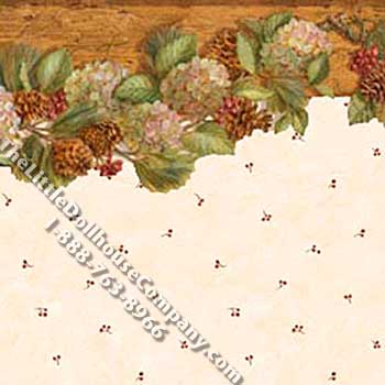 (image for) Woodland Swag & Dot Pattern Miniature Wallpaper for Dollhouses