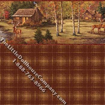 (image for) Stag Creek on Plaid Pattern Miniature Wallpaper for Dollhouses