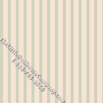 (image for) Carmen Green Stripe Pattern Miniature Wallpaper for Dollhouses