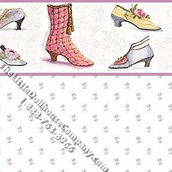 (image for) Victorian Shoes & Dot Pattern Miniature Wallpaper for Dollhouses