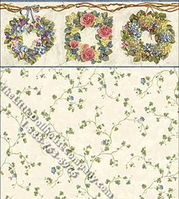 (image for) Welcome Wreaths Pattern Miniature Wallpaper for Dollhouses