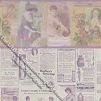 (image for) Purple Victorian Ad. Pattern Miniature Wallpaper for Dollhouses