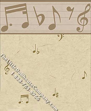 (image for) Music Silhouette Pattern Miniature Wallpaper for Dollhouses