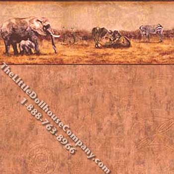 (image for) African Safari Pattern Miniature Wallpaper for Dollhouses