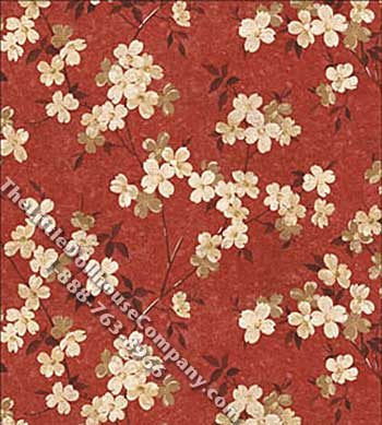 (image for) Japanese Dogwood Pattern Miniature Wallpaper for Dollhouses