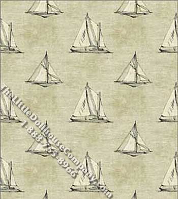 (image for) Sail Boat Print Pattern Miniature Wallpaper for Dollhouses
