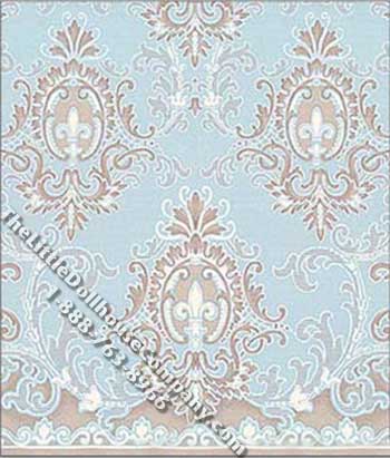 (image for) Eleanor on Blue Dusk Pattern Miniature Wallpaper for Dollhouses