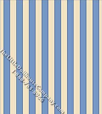 (image for) Empress Blue Stripe Pattern Miniature Wallpaper for Dollhouses