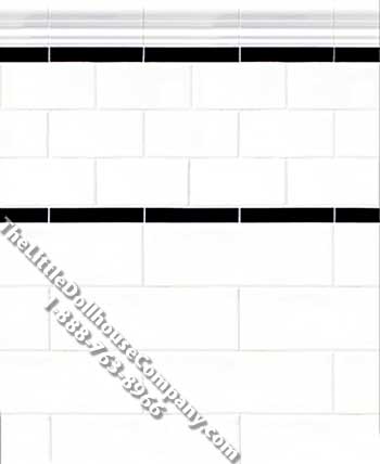 (image for) B&W Subway Tile Pattern Miniature Wallpaper for Dollhouses