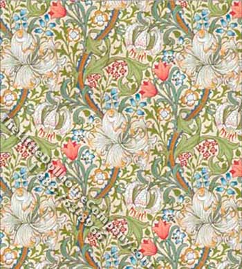 (image for) Victorian Lilies Pattern Miniature Wallpaper for Dollhouses