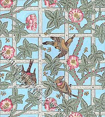 (image for) Victorian Trellis Pattern Miniature Wallpaper for Dollhouses