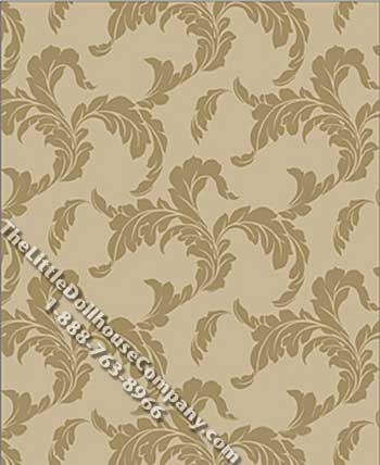 (image for) Regency Acenthus Pattern Miniature Wallpaper for Dollhouses