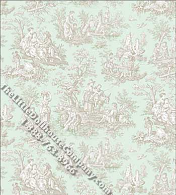 (image for) Farm Life Toile Pattern Miniature Wallpaper for Dollhouses